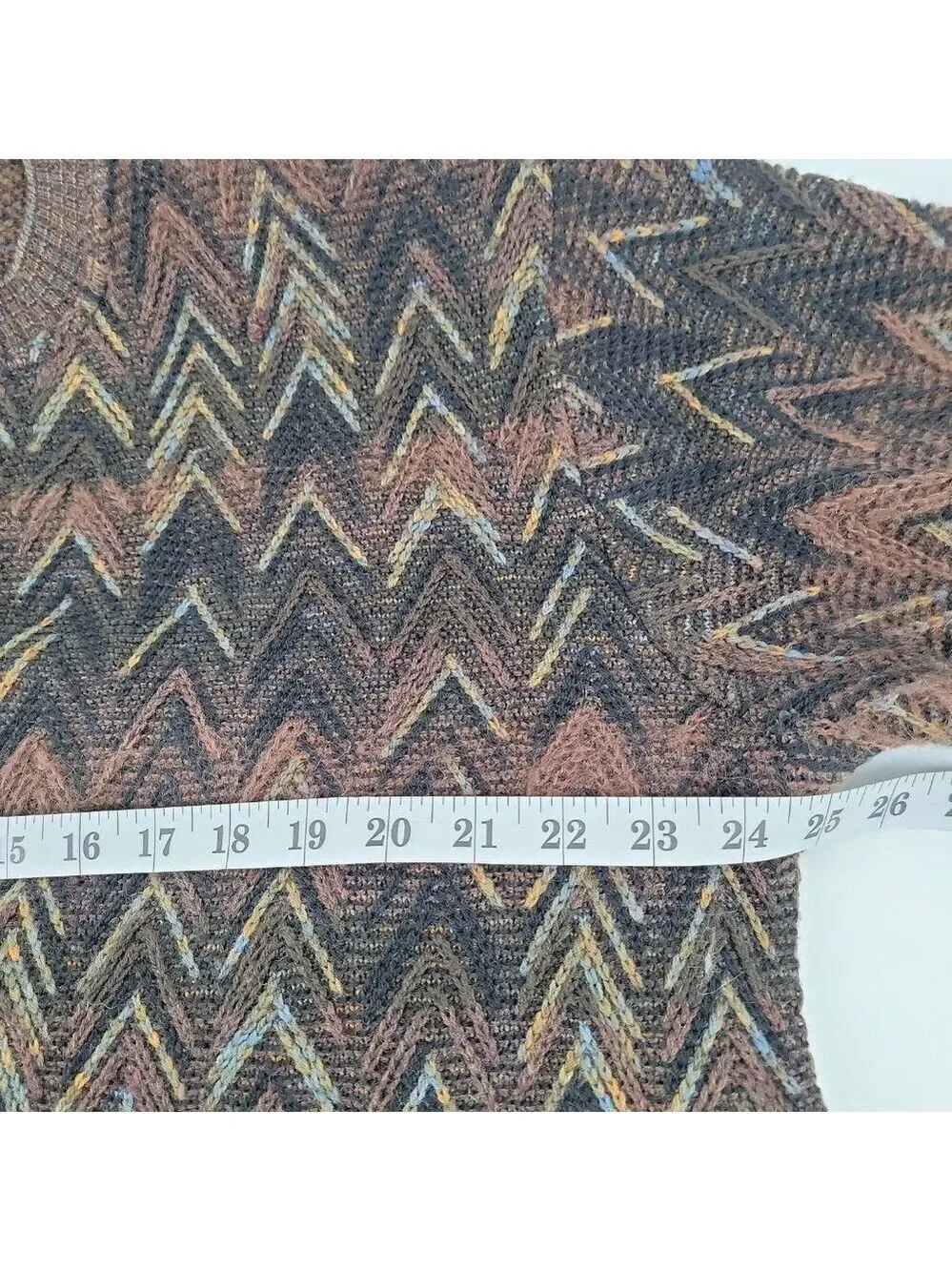Vintage Mondo di Marco Italian Wool Mohair Zig Zag Sweater XL Textured Knit